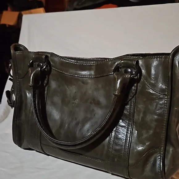 Frye Leather Tote with top zipper (Olive) - Picture 3 of 5